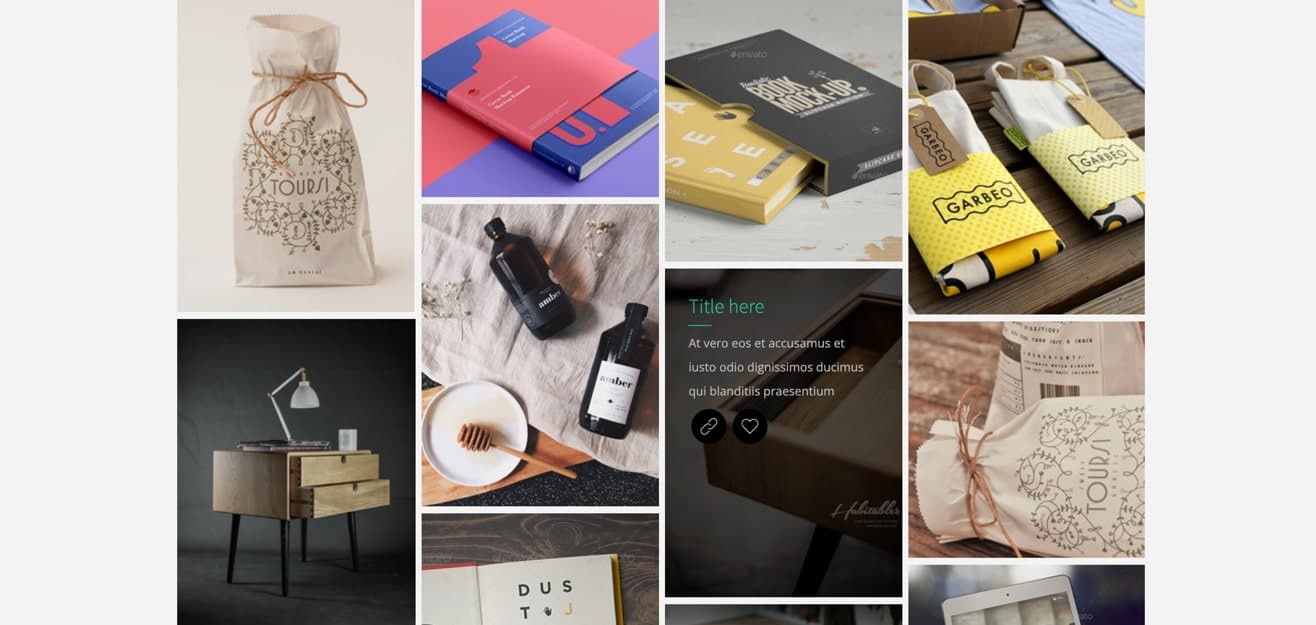 Bouncy landing page tiled portfolio gallery