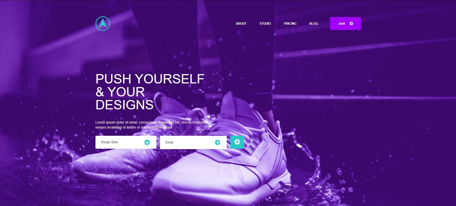 Eclipse landing page hero section with a purple background