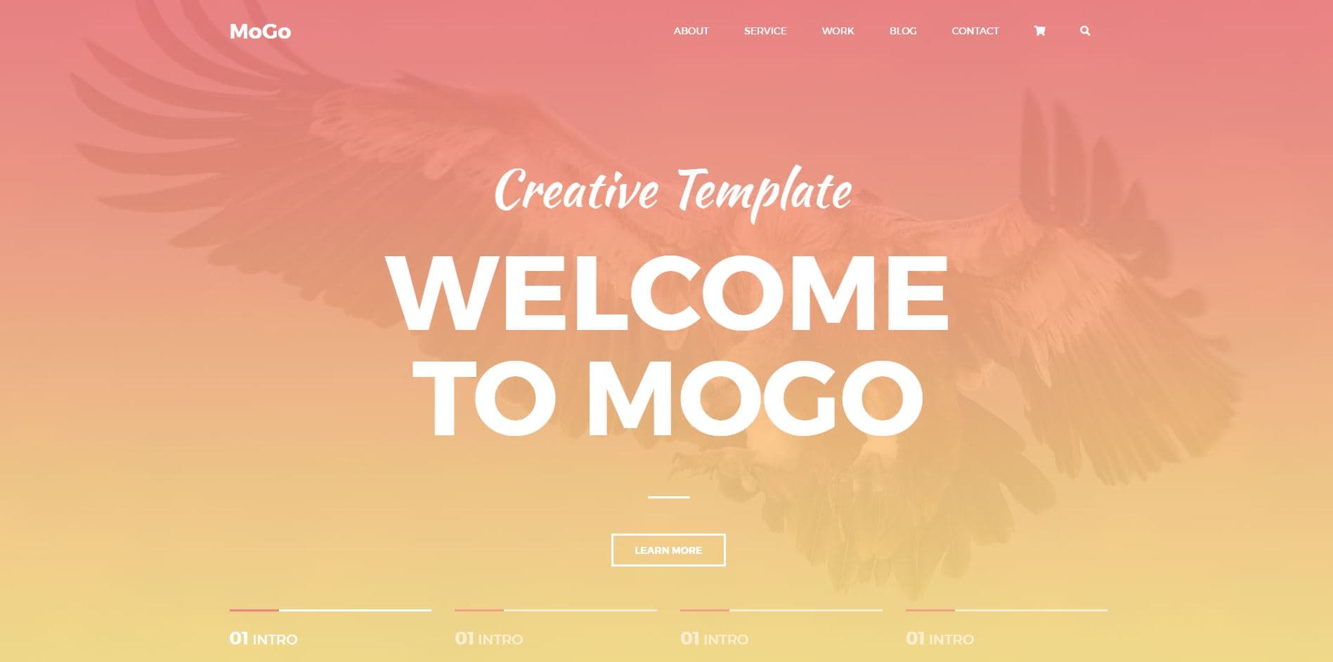MoGo landing page welcome hero section