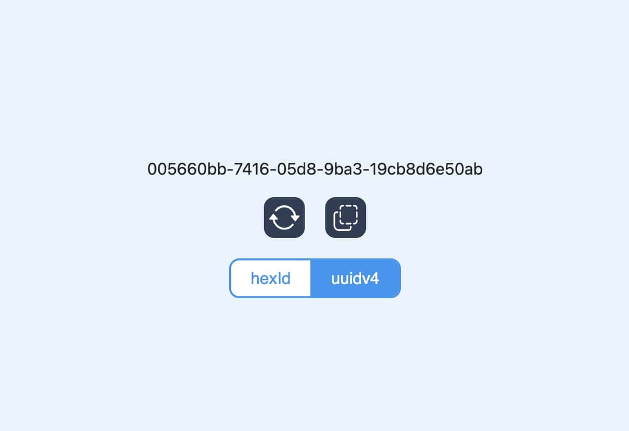 ID Generator displaying a UUID value
