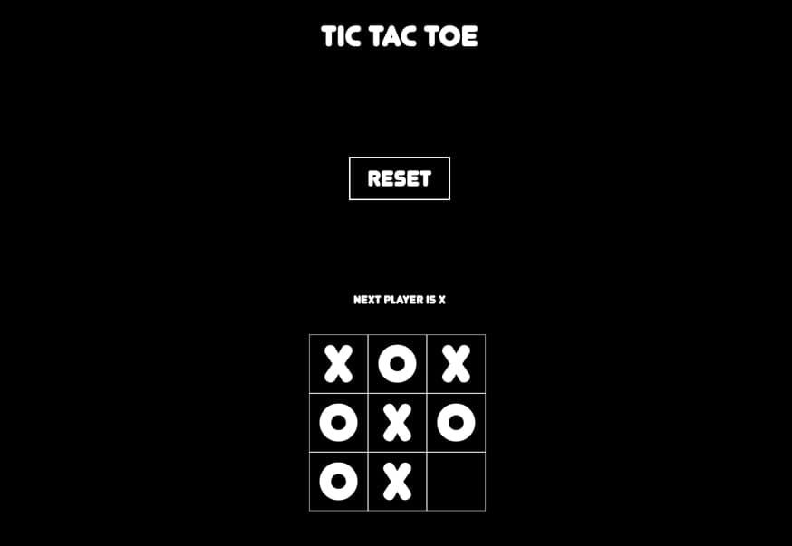 Completed Tic-tac-toe game in dark theme