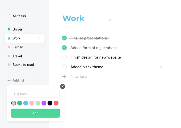 Todo Cloud task creation form in the Work list