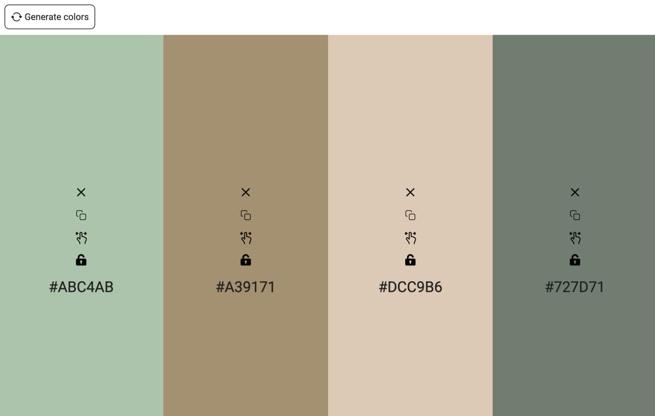 Color Palette with four generated color swatches