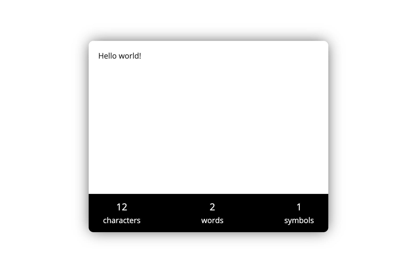 Text Analyzer showing character, word, and symbol counts